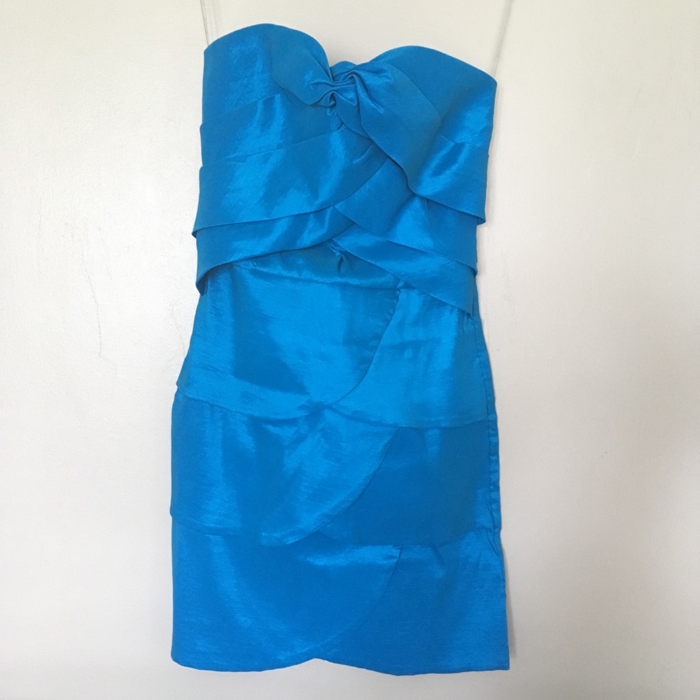 Blue Strapless Mini Dress